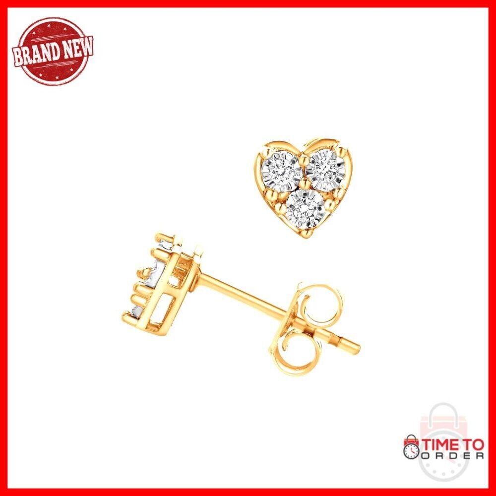 Lab Grown Diamond Heart Stud Earrings Sterling Silver 14K Gold Plated